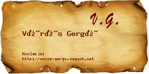 Vörös Gergő névjegykártya